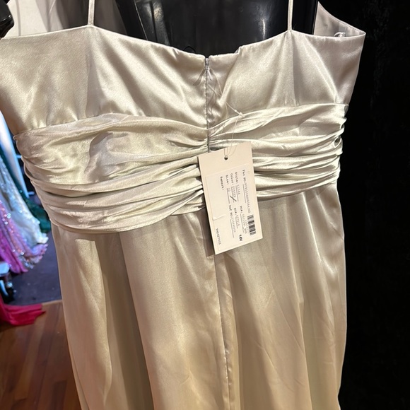 Oyster Ruched Halter Gown Belsoie Style no. L1064 - Picture 5 of 6